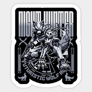 Wolf Night Hunter Sci-fi Job Future Mecha Animals Robot Sticker